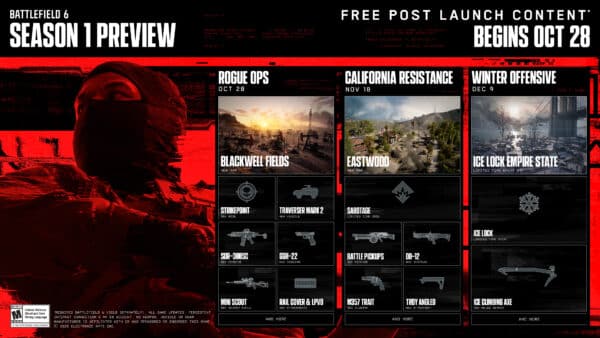El nuevo Battlefield 6 detalla su hoja de ruta de contenido mensual
