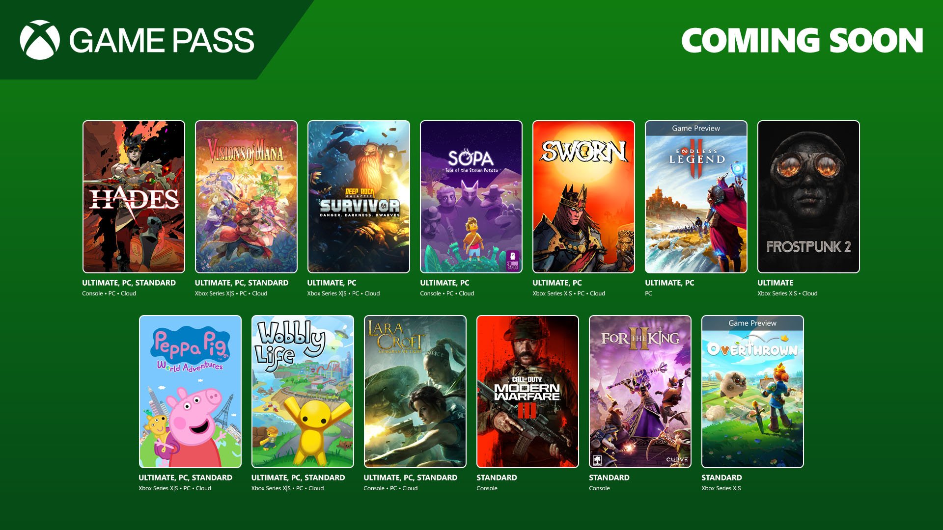 Xbox Game Pass: anunciados los juegos de la segunda mitad de septiembre