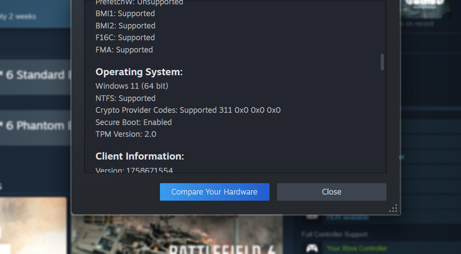Steam facilita la verificación del arranque seguro para jugar títulos como CoD o Battlfield