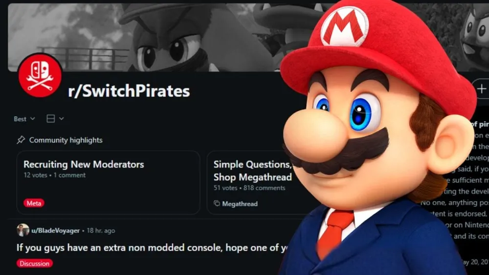 Nintendo exige 4,5 millones de dólares a un moderador de Reddit por piratería de Switch