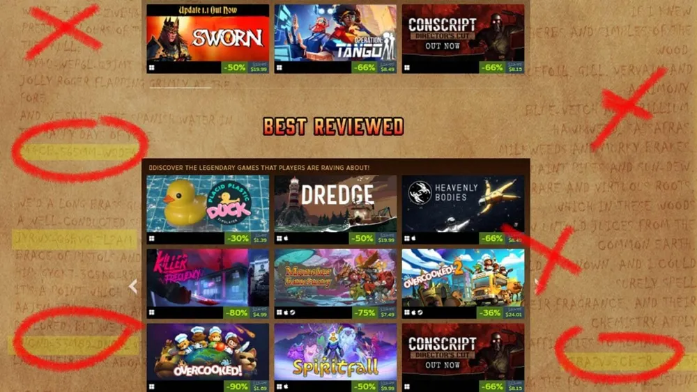 Códigos ocultos en el arte de una oferta de Steam