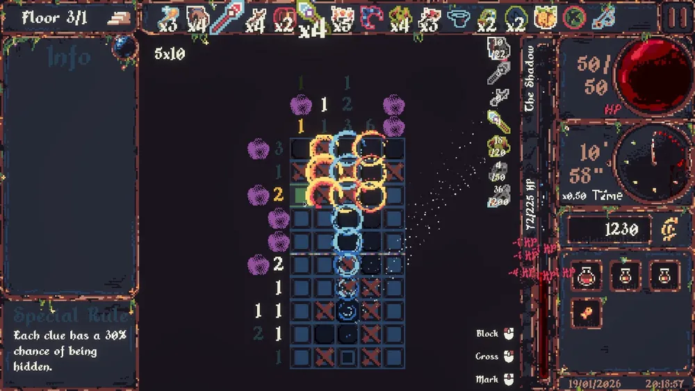 CiniCross: El roguelike que convierte los nonogramas en un dungeon crawler